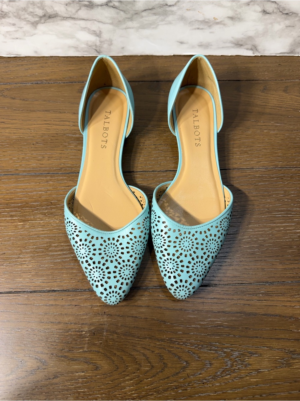 Talbots Turquoise D'Orsay Flat - Women's Perforated Pointed Toe size 6.5